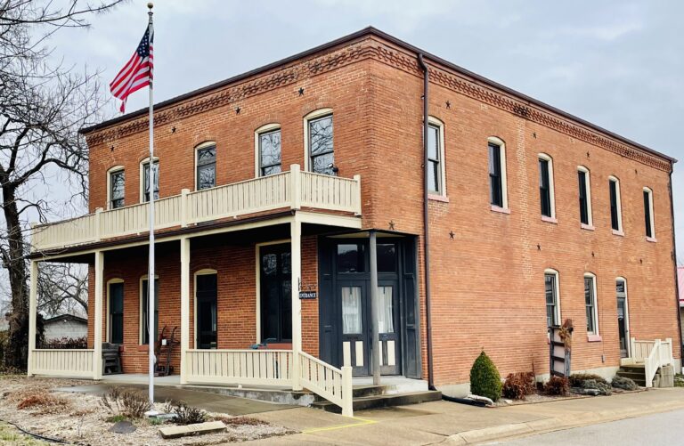 Exterior of a two-story brick building housing the Gasconade County Historical Society Museum.