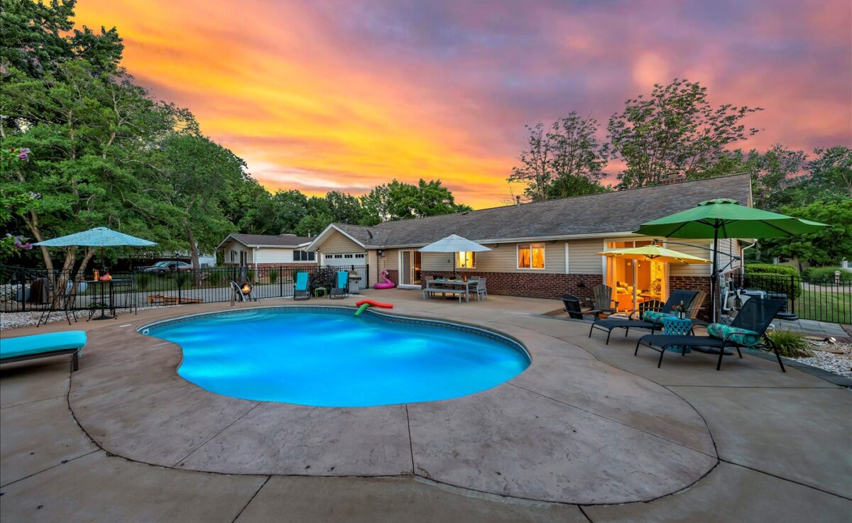 An outdoor saltwater pool.