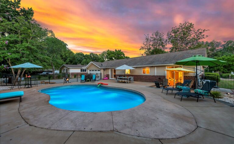 An outdoor saltwater pool.