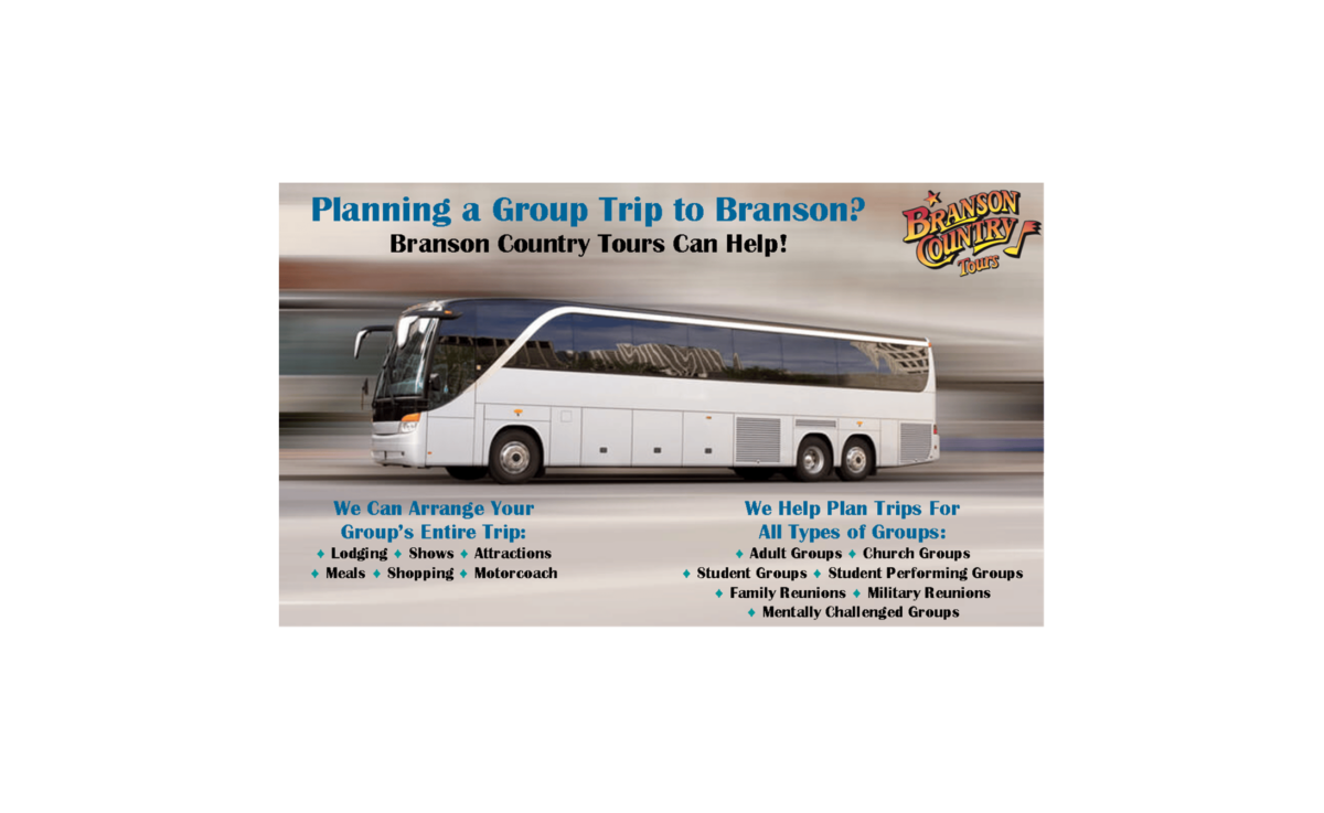 Picture of a motor coach traveling down the road with text letting you know what BCT can arrange for your group as well as what type of groups we help plan trips for.