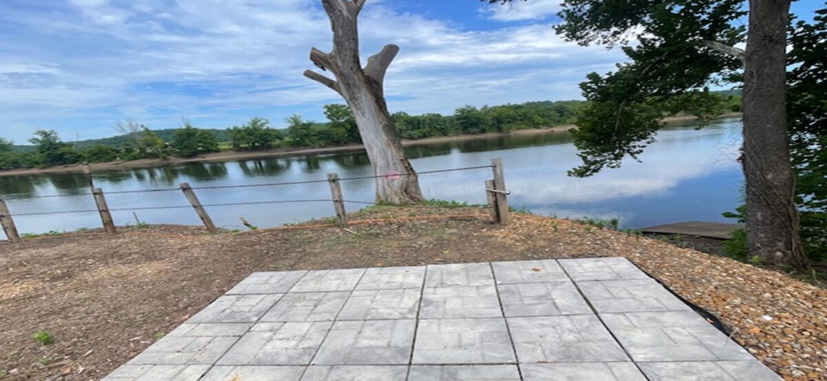 A concrete platform outdoors.