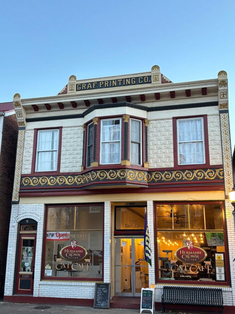 The outside of a two-story building.