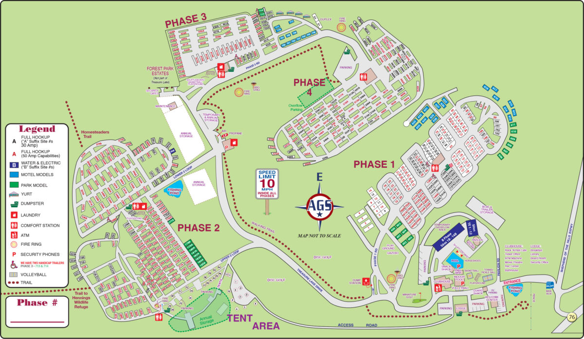 An aerial map of an RV resort.
