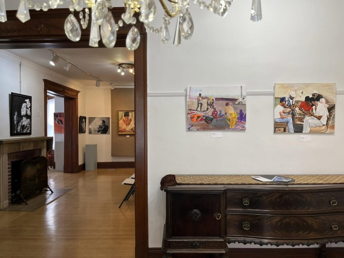 Images displayed on the wall of an art museum.