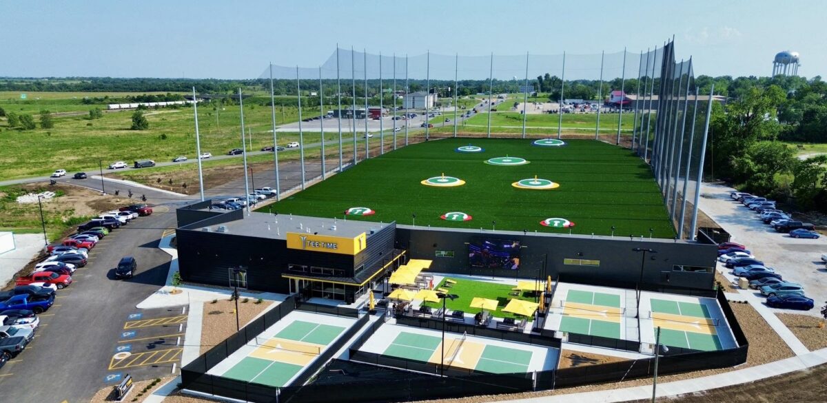 Arial view of TeeTime Golf and Entertainment Venue on Route 66 In Webb City, MO