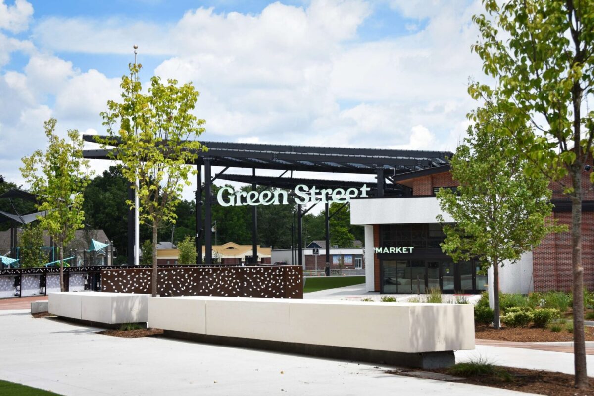 The outside of a train station.