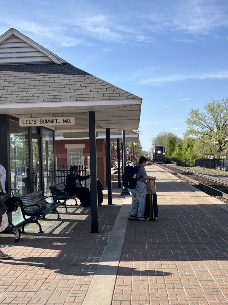 The outside of a train station.