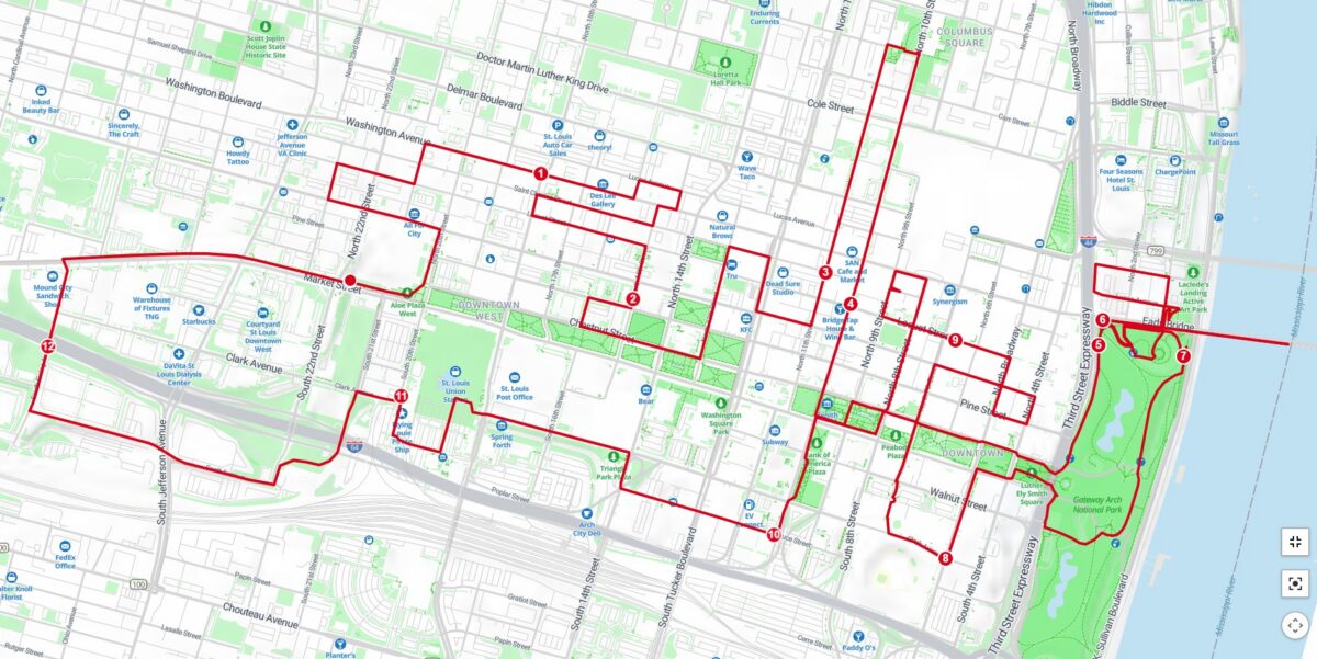 The map of a bike tour.