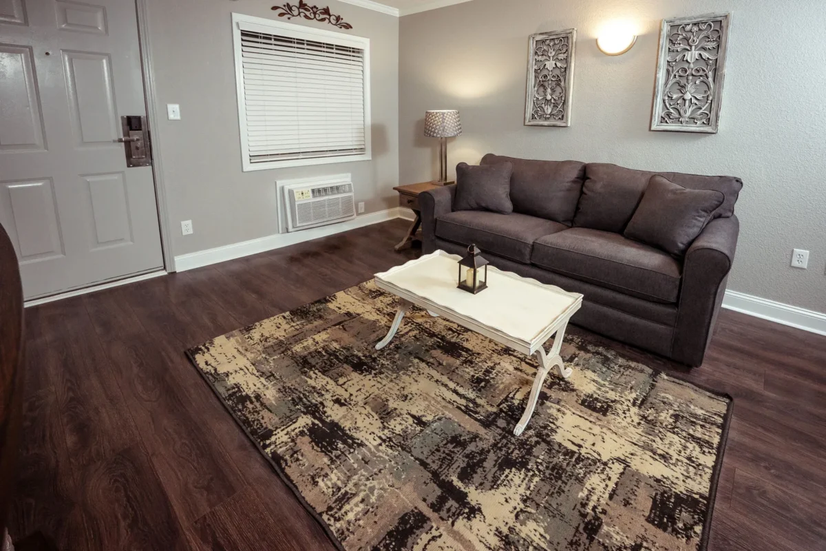Separate living area with sofas in a Branson King Resort suite
